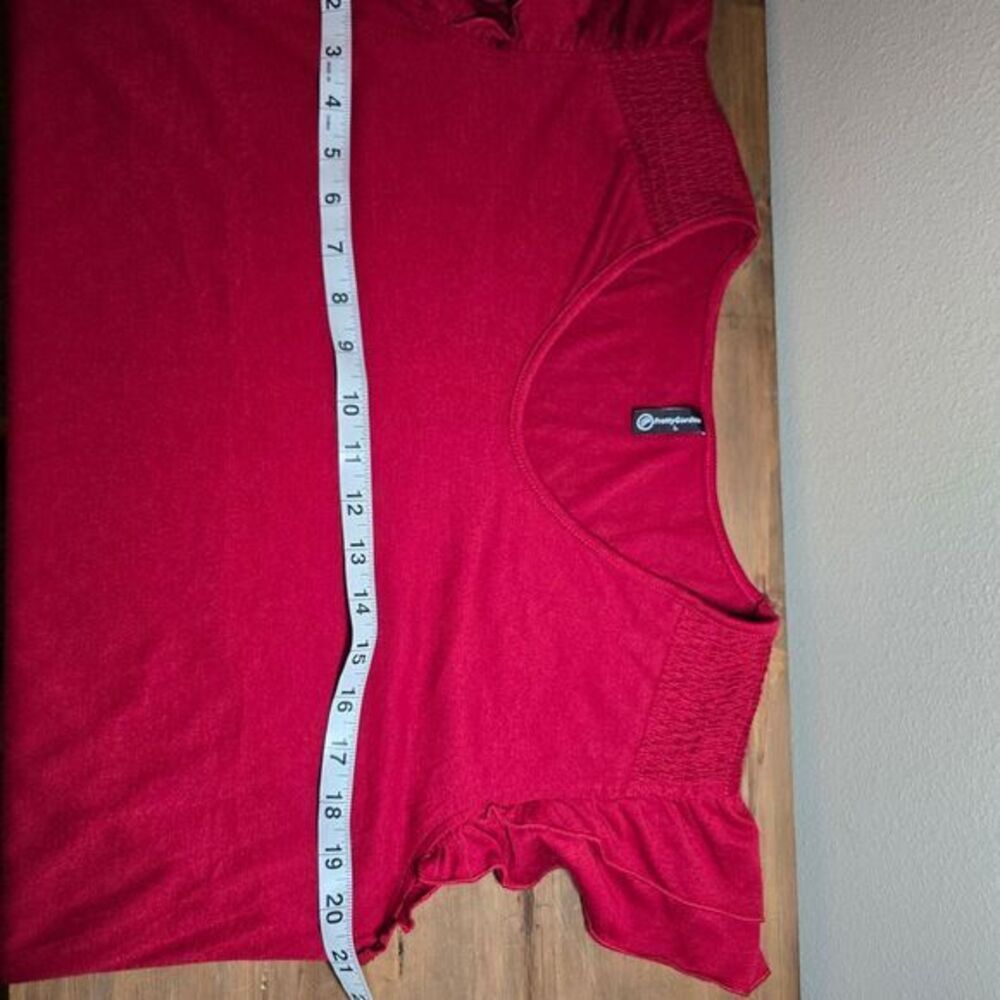 Pretty Fashion Red Ruffle Sleeve V-Neck Top Casual Summer Blouse- Size‎ Large - Picture 7 of 9